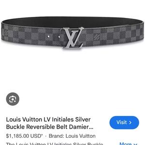Louis Vuitton Gray Damier LV Initiales Silver Buckle Belt